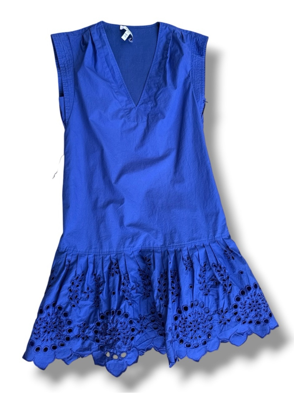 Derek Lam 10 Crosby Cobalt Blue Cotton Poplin Eyelet Hem Sleeveless Dress Sz 00 - Picture 2 of 14